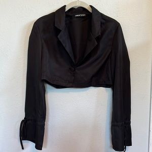 Shein Black Cropped Blazer Jacket Bell Sleeve XS